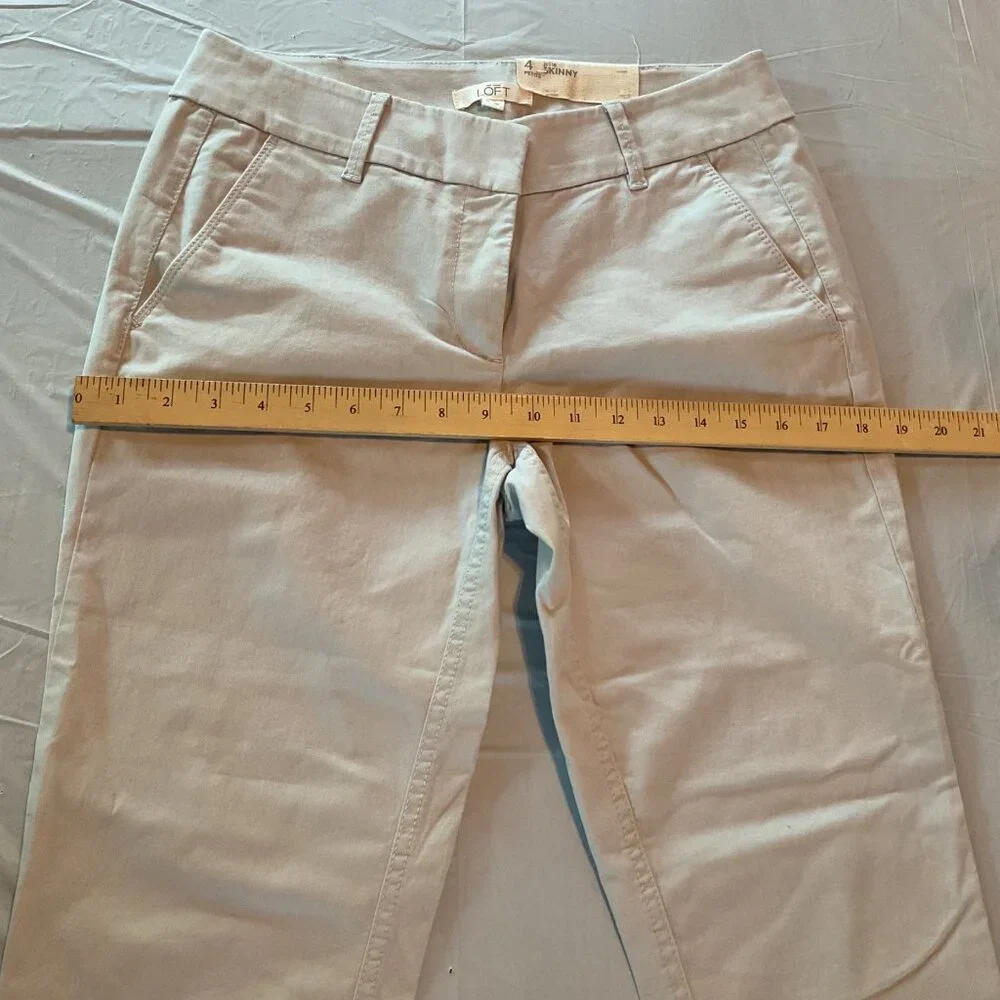 NWT Loft Womens Petite 4P Little Skinny Khaki light grey Pants NEW
